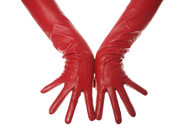 Lipstick Red Long Opera Leather Gloves