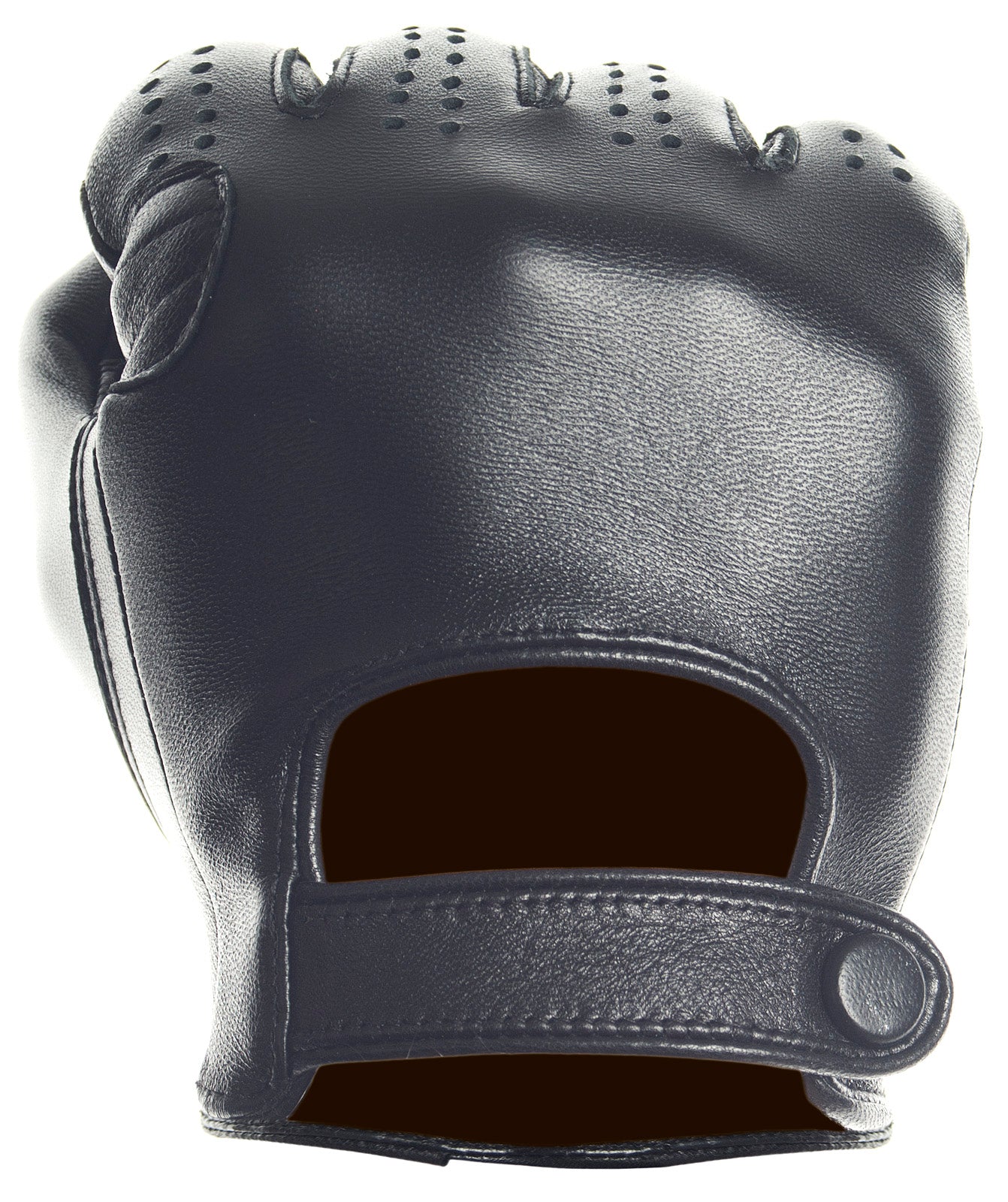 Black Leather Biker Driving Gloves