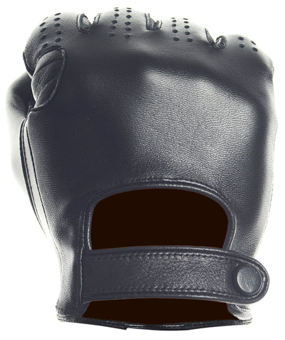 Black Leather Biker Driving Gloves