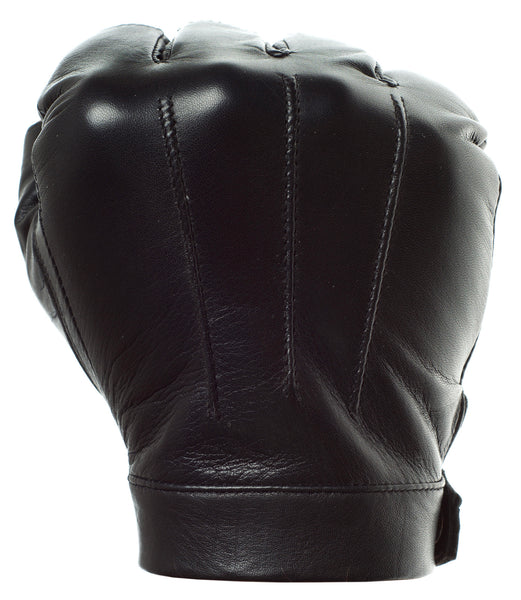 Black High Wrist Fingerless Leather Driving Gloves