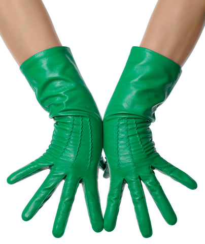 Irish Green Mid Length Leather Gloves