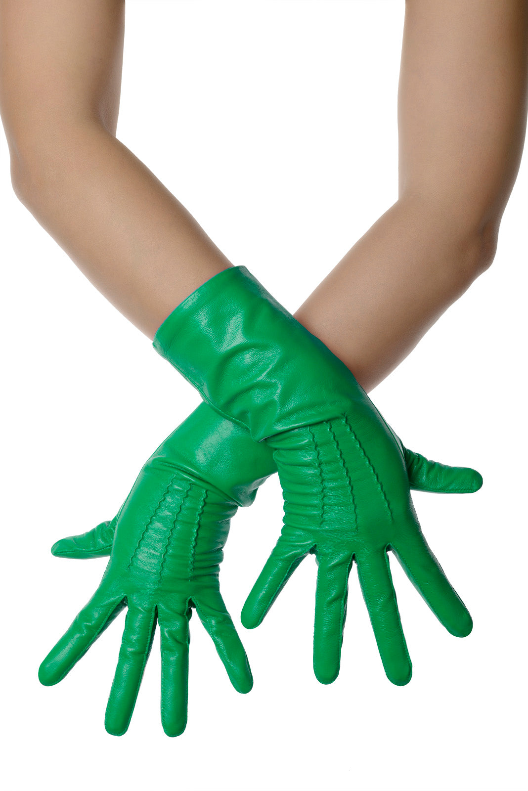 Irish Green Mid Length Leather Gloves