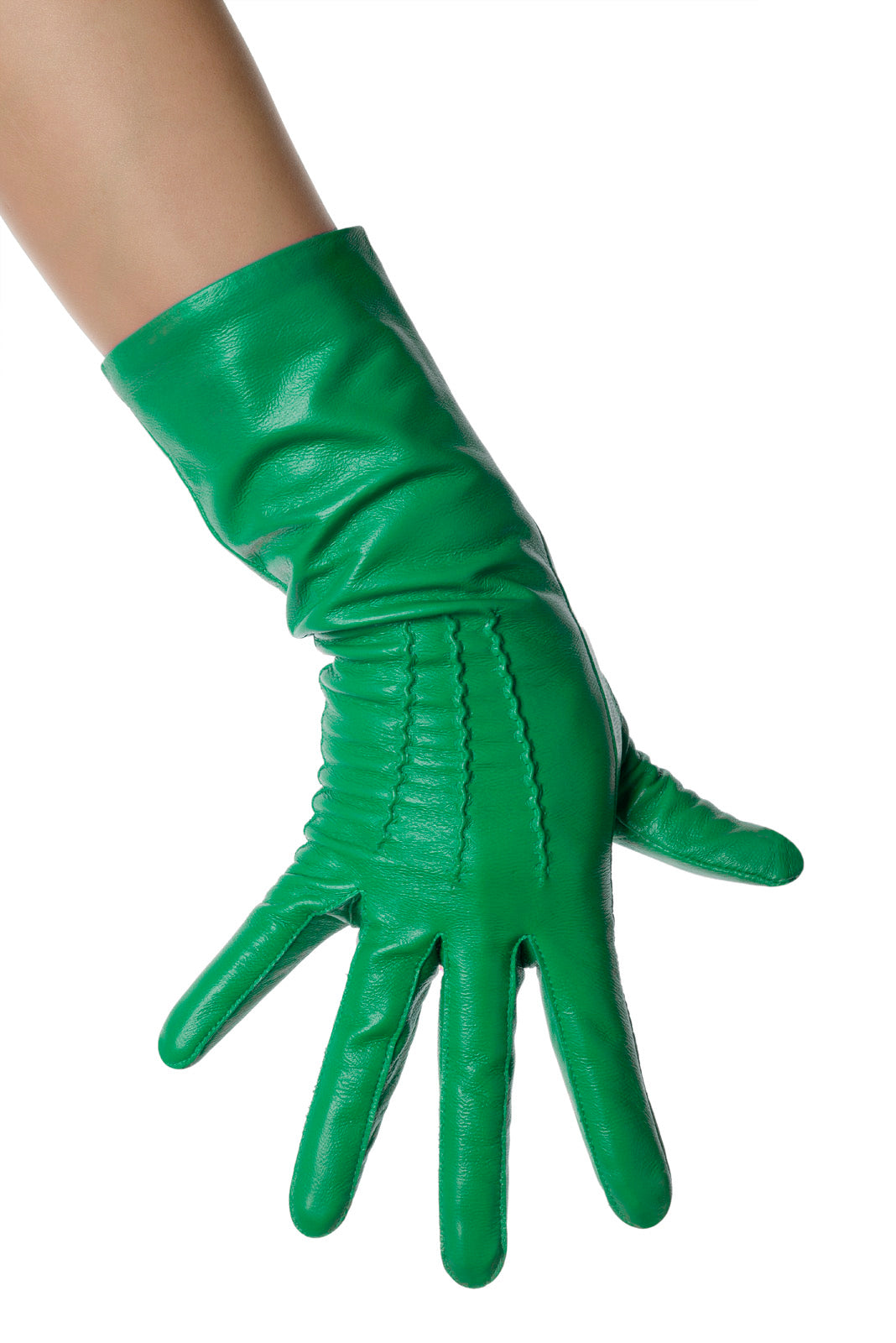Irish Green Mid Length Leather Gloves