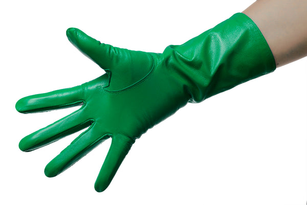 Irish Green Mid Length Leather Gloves