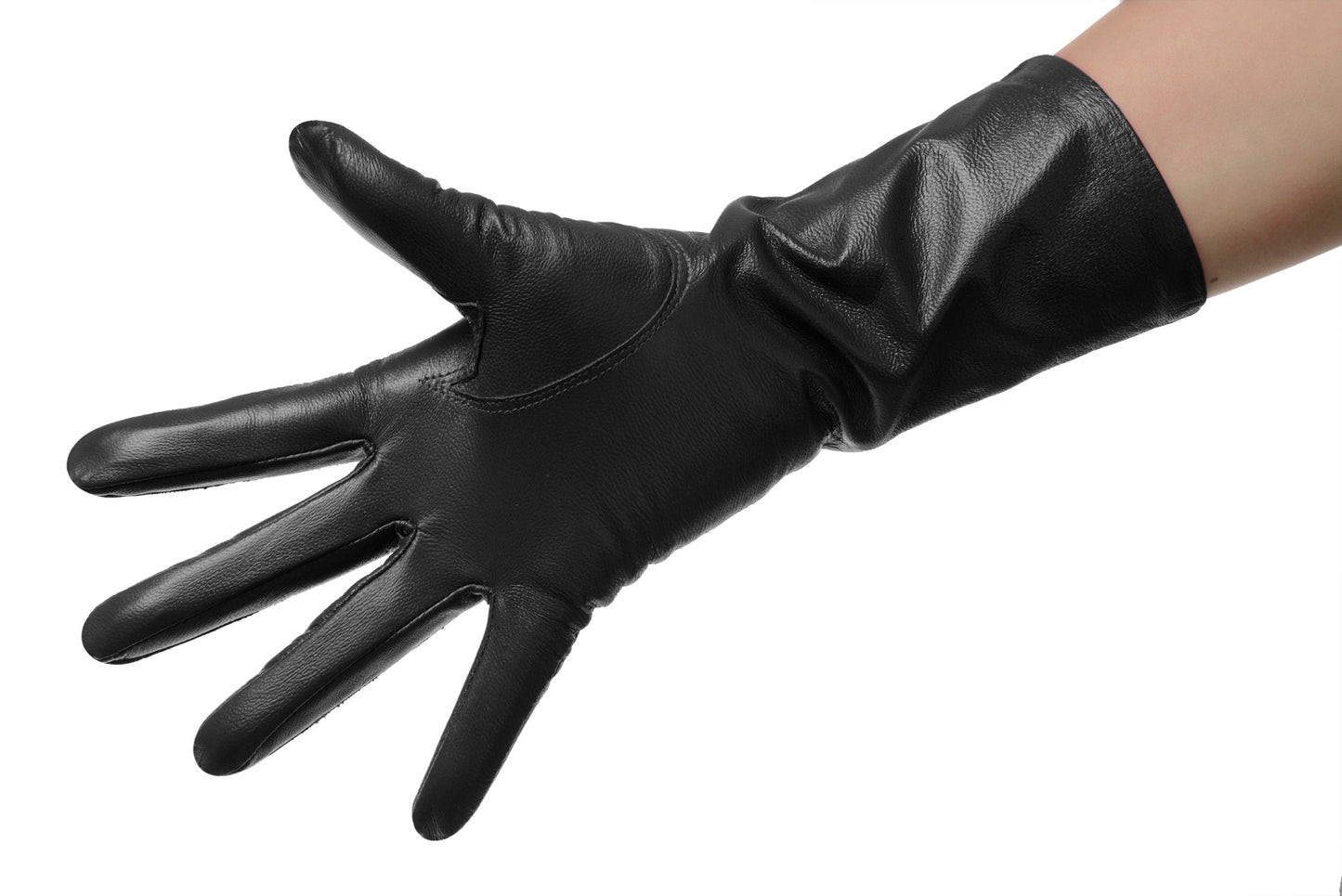 Black Mid Length Leather Gloves