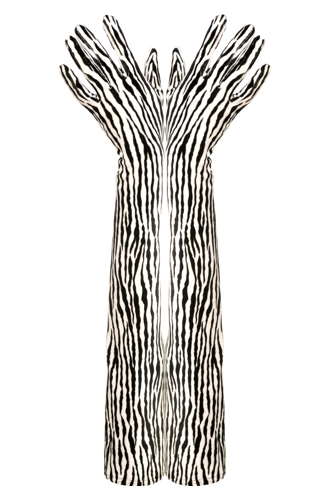 Zebra Plush Velvet Long Opera Gloves