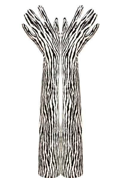 Zebra Plush Velvet Long Opera Gloves