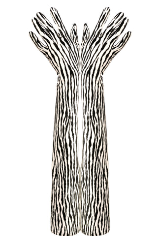 Zebra Plush Velvet Long Opera Gloves