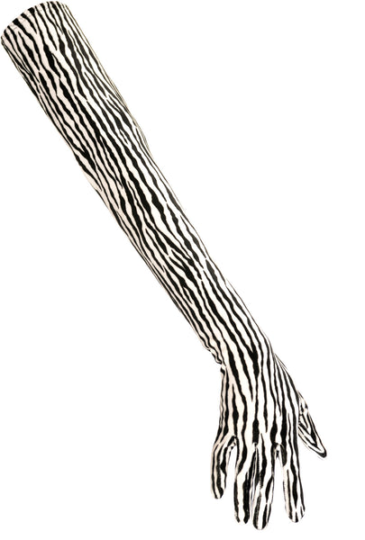 Zebra Plush Velvet Long Opera Gloves
