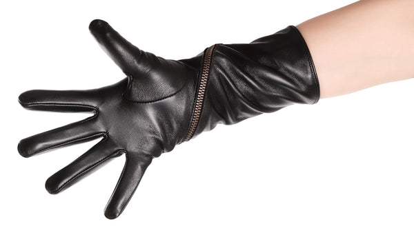 Deconstructed Zip Leather Gloves