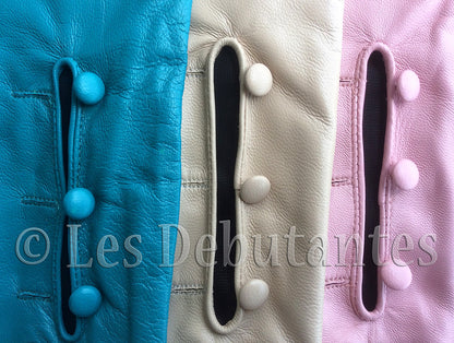 Long Beige Opera Leather Gloves